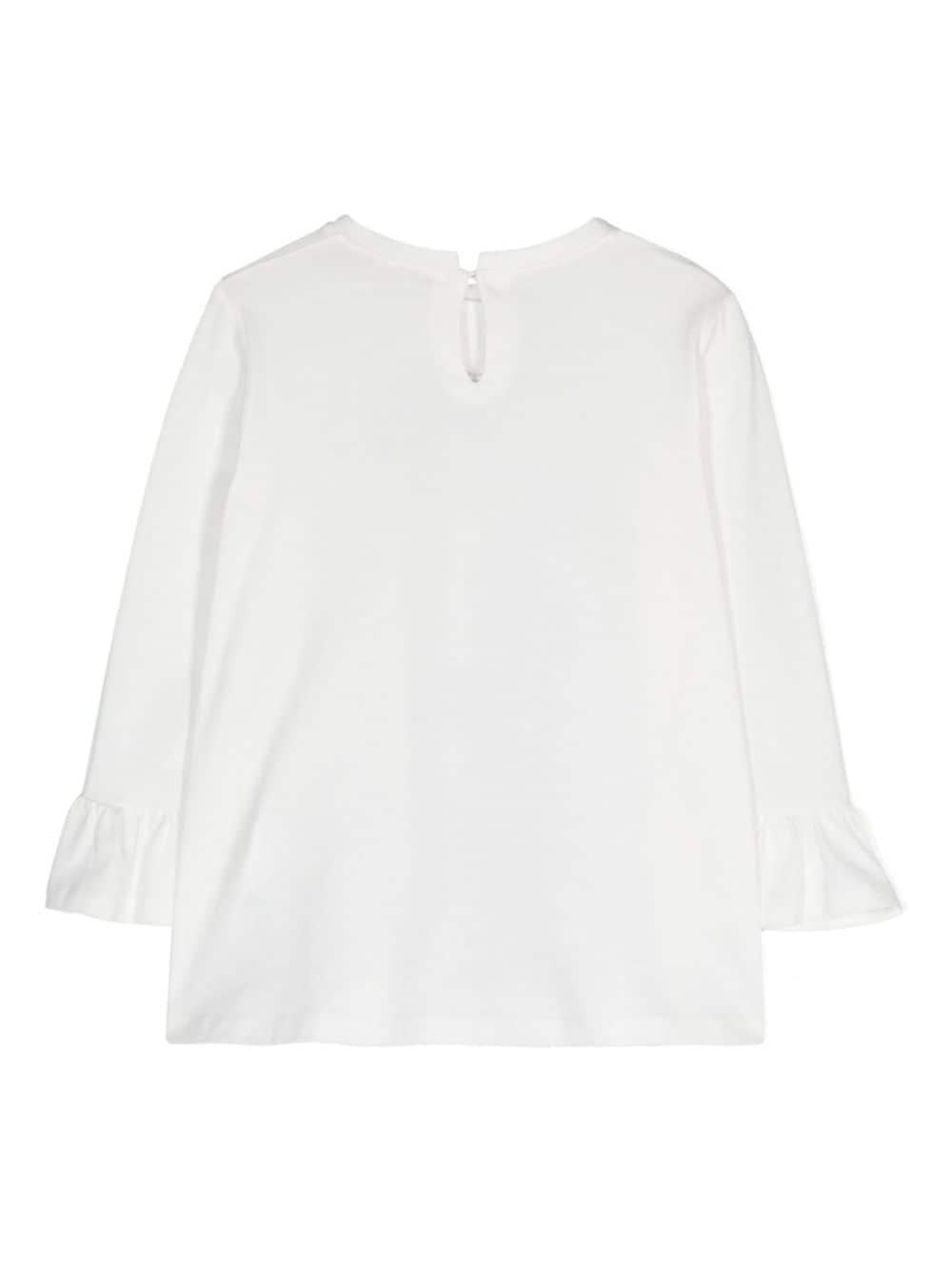 T-shirt bianca per bambina con strass e stampa Elsa Monnalisa - Rubino Kids