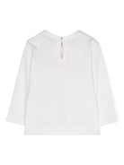 T-shirt con applicazione per neonata Monnalisa bianca con scollo rotondo - Rubino Kids