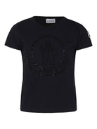 T-shirt con logo per bambina Moncler Enfant nero con girocollo - Rubino Kids