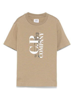 CP Company Kids Beige Straight Hem Logo T-Shirt