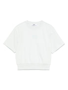 T-shirt con logo per bambino MSGM Kids celeste con orlo a coste - Rubino Kids