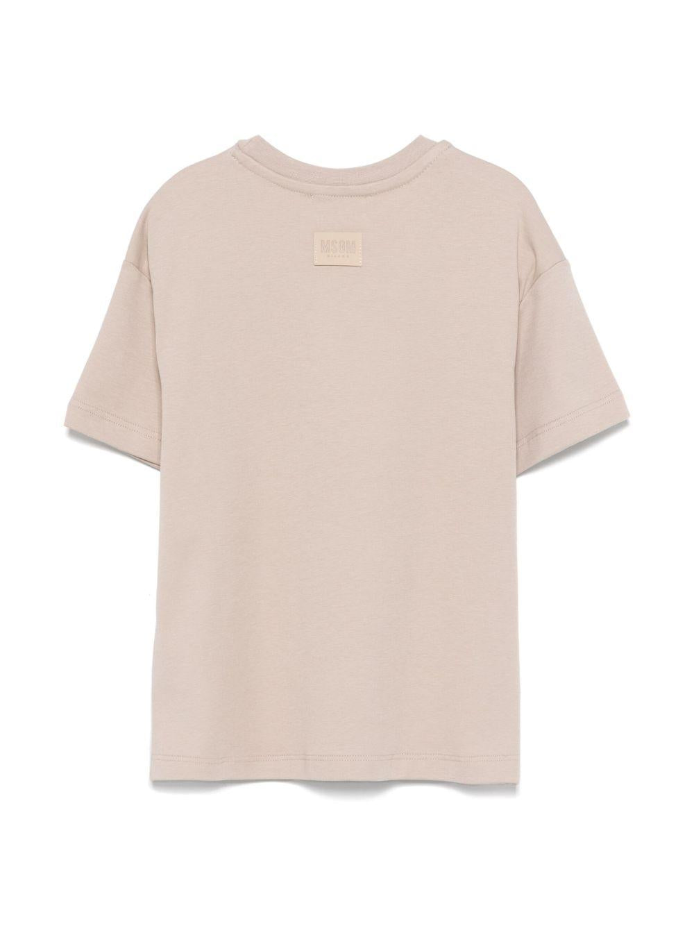 T-shirt con logo per bambino MSGM Kids grigio con targhetta con logo - Rubino Kids