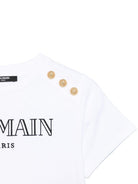 T-shirt con logo ricamato per bambina Balmain Kids bianco con orlo dritto - Rubino Kids