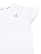 T-shirt con logo ricamato per neonato Il Gufo bianco con maniche ad aletta - Rubino Kids