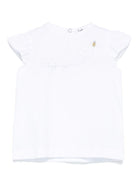 T-shirt con logo ricamato per neonato Il Gufo bianco con maniche ad aletta - Rubino Kids