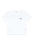T-shirt con ricamo Sunglasses per neonato bianco con mini targhetta - Rubino Kids