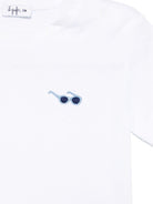 T-shirt con ricamo Sunglasses per neonato bianco con mini targhetta - Rubino Kids