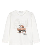 T-shirt con stampa grafica per bambina Monnalisa bianca con girocollo - Rubino Kids