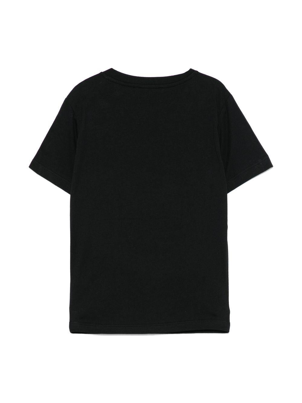 T-shirt con stampa logo per bambina Balmain Kids nero con bottoni goffrati color oro - Rubino Kids