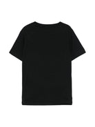 T-shirt con stampa logo per bambina Balmain Kids nero con bottoni goffrati color oro - Rubino Kids