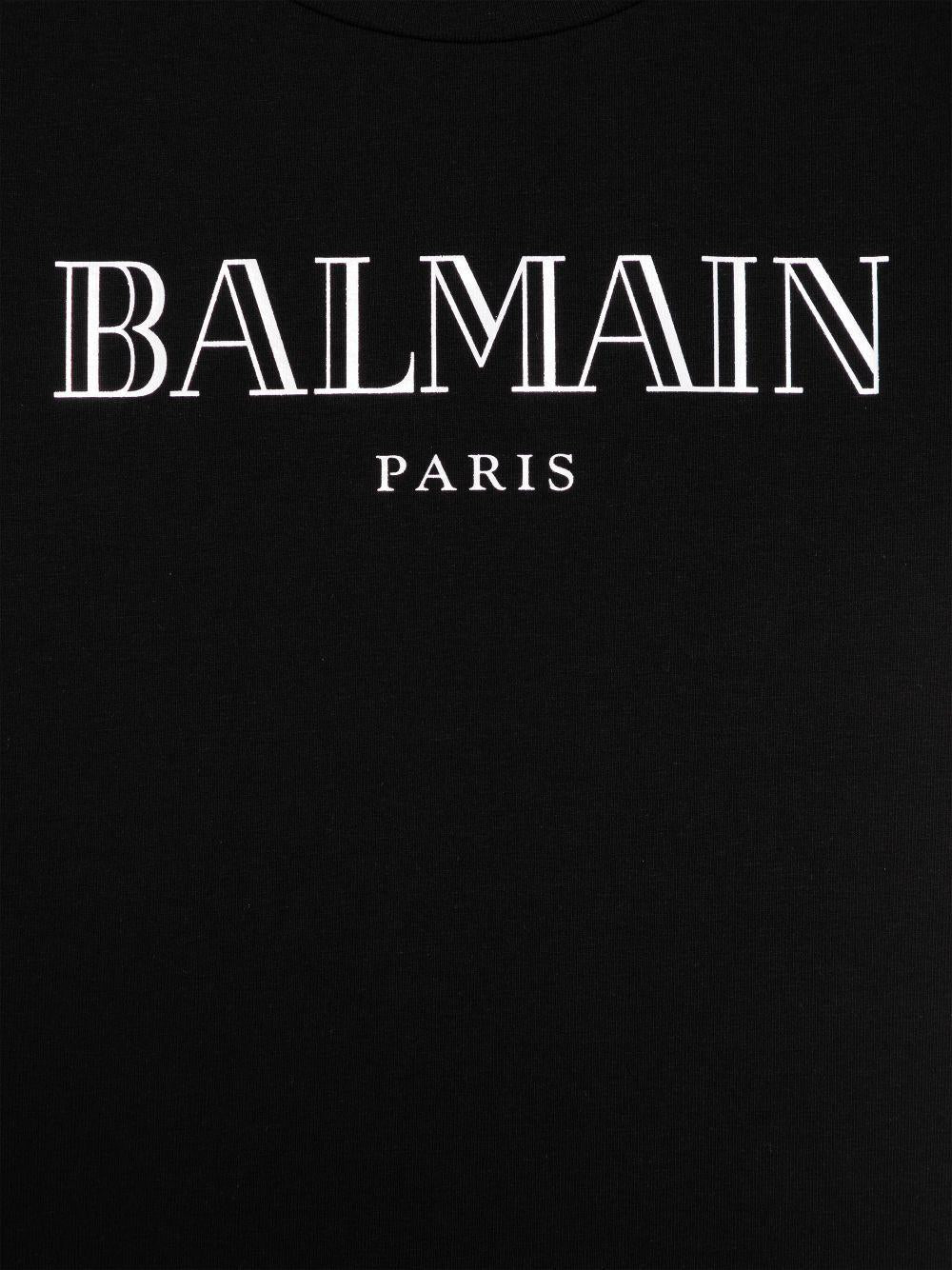 T-shirt con stampa logo per bambina Balmain Kids nero con scritta logo - Rubino Kids