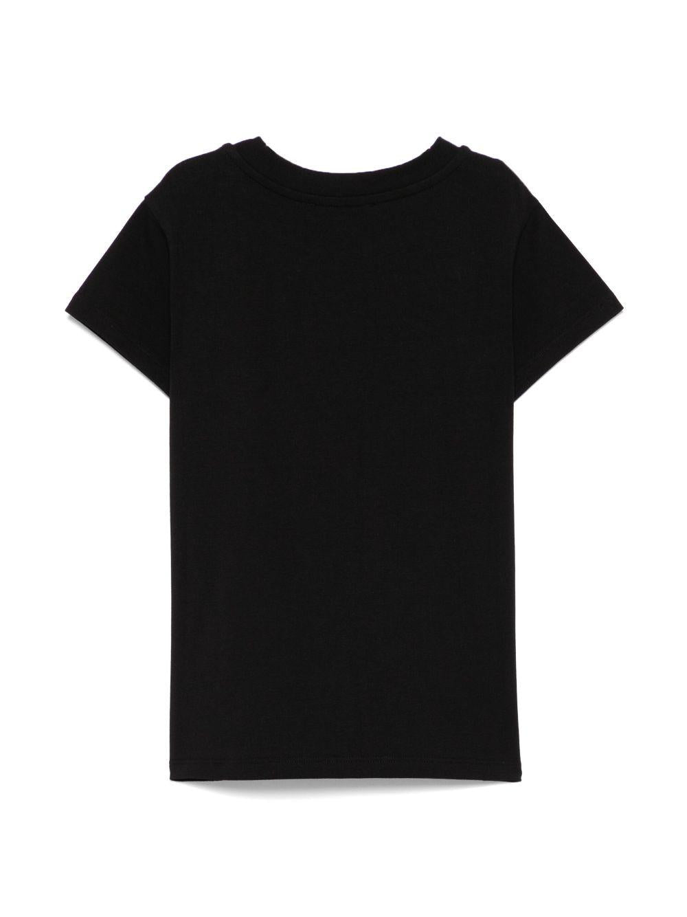 T-shirt con stampa logo per bambina Balmain Kids nero con scritta logo - Rubino Kids