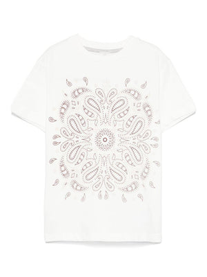 T-shirt con stampa paisley per bambino Eleventy Kids bianc con orlo dritto