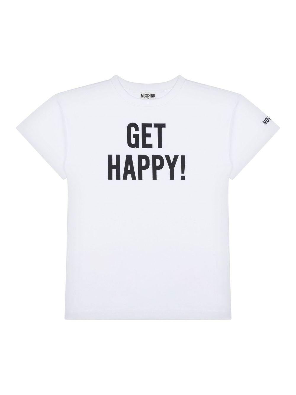 T-shirt con stampa per bambina Moschino Kids bianco con orlo dritto - Rubino Kids