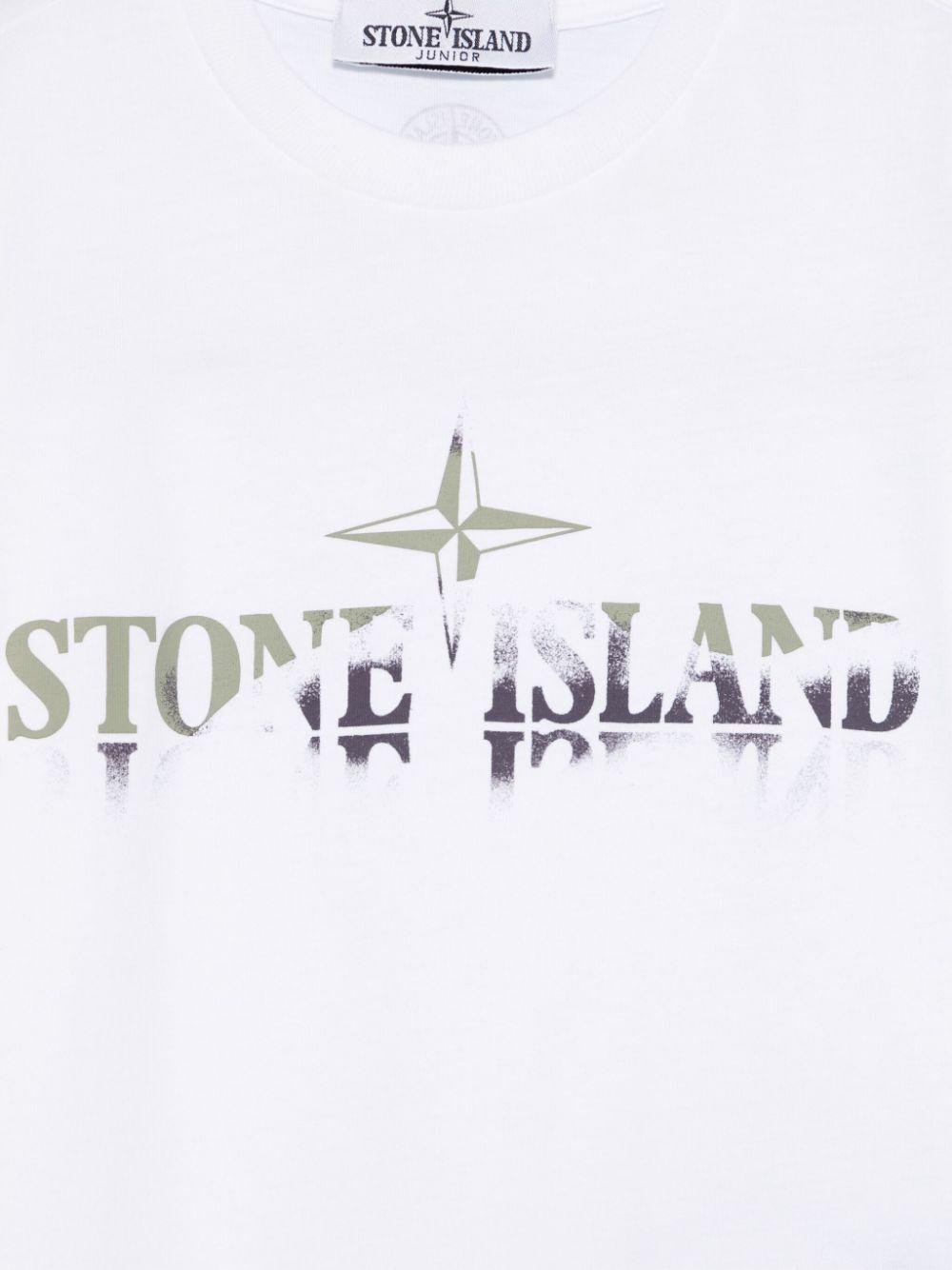 T-shirt con stampa per bambino Stone Island Junior bianco con girocollo - Rubino Kids
