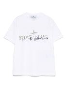 T-shirt con stampa per bambino Stone Island Junior bianco con girocollo - Rubino Kids