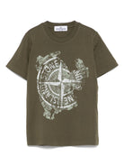 T-shirt con stampa per bambino Stone Island Junior verde con girocollo - Rubino Kids