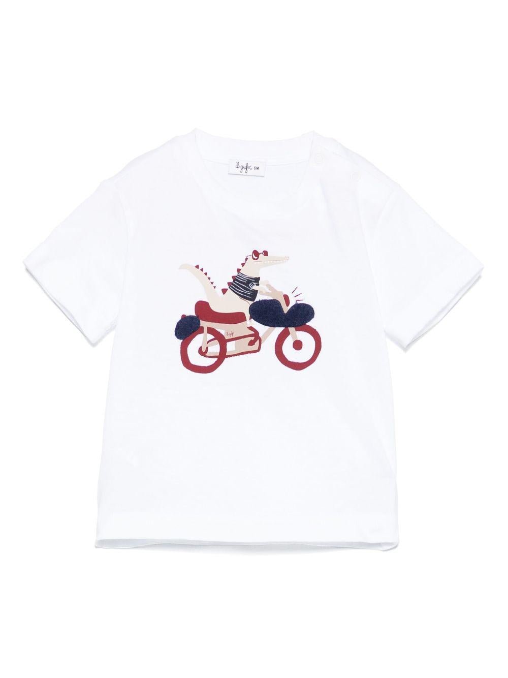 T-shirt con stampa per neonato Il Gufo bianco con girocollo - Rubino Kids