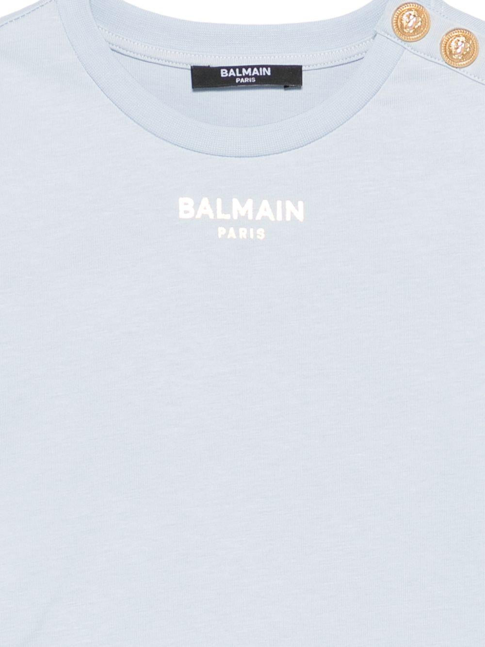 T-shirt da bambina Balmain Kids azzurro azzurra con bottoni - Rubino Kids
