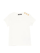 T-shirt da bambina Balmain Kids bianca con bottoni - Rubino Kids