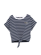 T-shirt da bambina Balmain Kids blu navy con motivo a righe - Rubino Kids