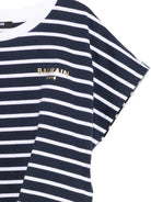 T-shirt da bambina Balmain Kids blu navy con motivo a righe - Rubino Kids