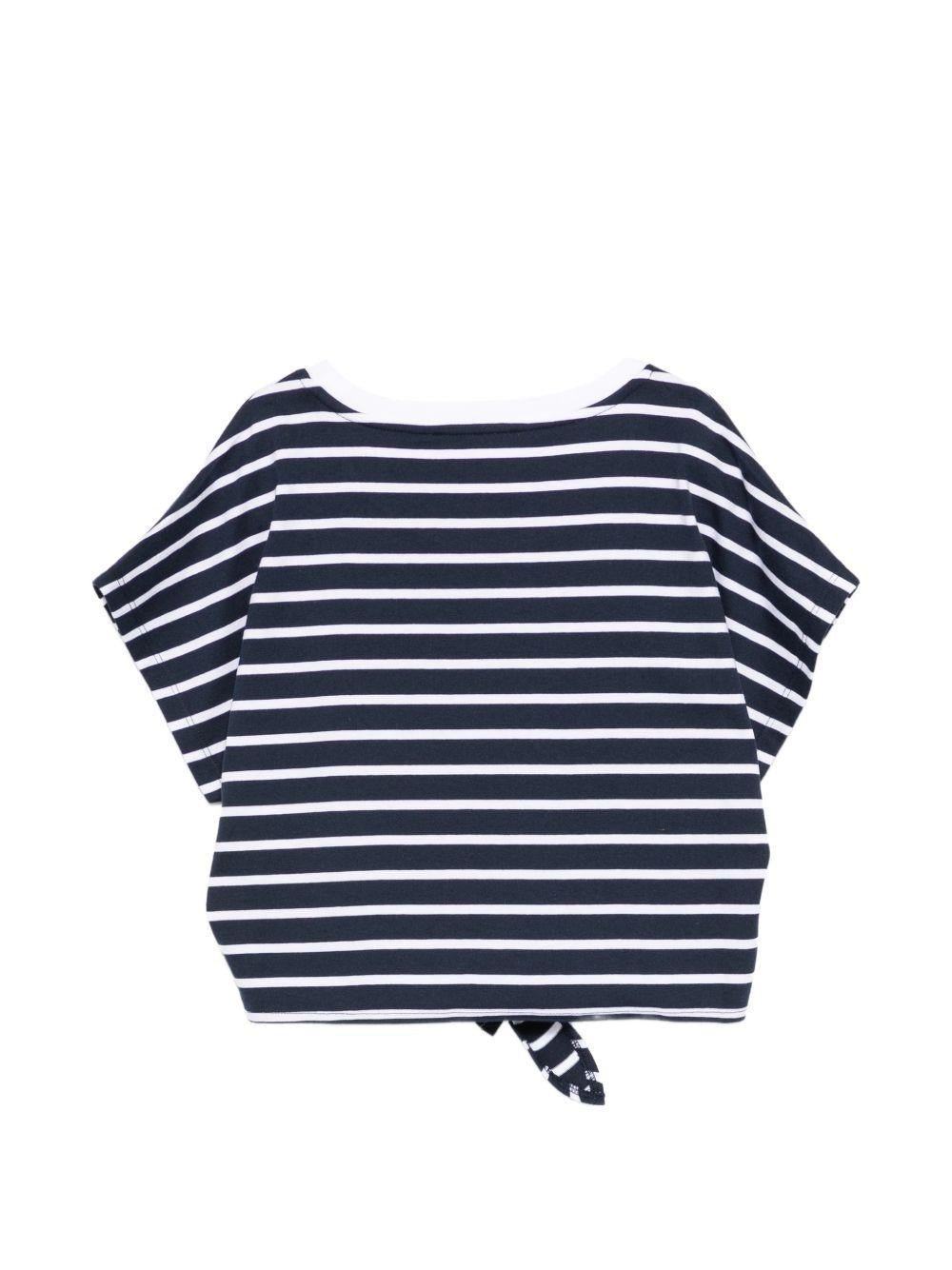 T-shirt da bambina Balmain Kids blu navy con motivo a righe - Rubino Kids