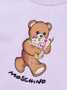 T-shirt da bambina Moschino Kids viola con stampa orsacchiotto - Rubino Kids