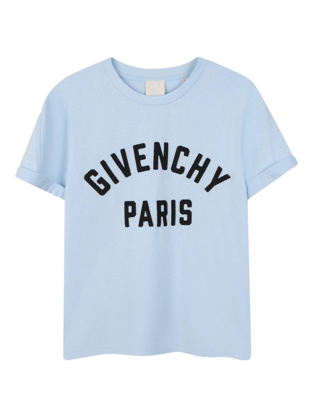 T-shirt da bambino Givenchy Kids azzurro con stampa logo - Rubino Kids