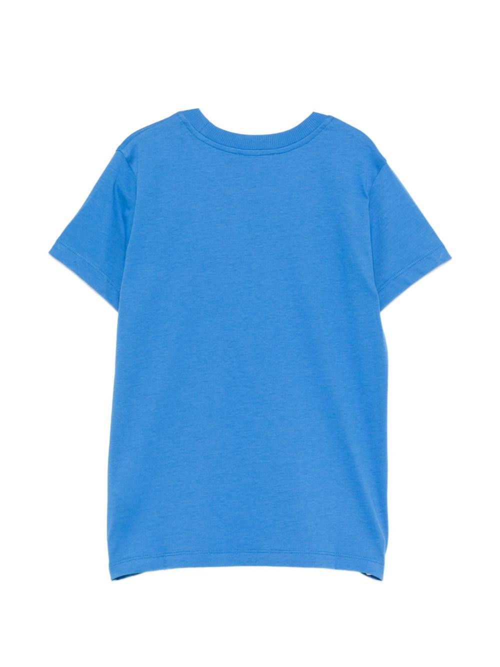 T-shirt da bambino Moschino Kids blu con stampa logo - Rubino Kids