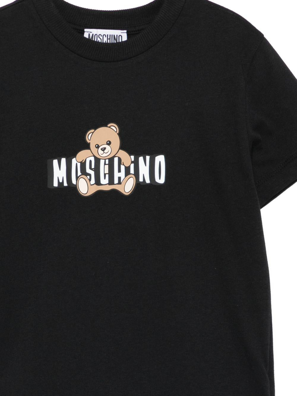 T-shirt da bambino Moschino Kids nera con stampa logo - Rubino Kids