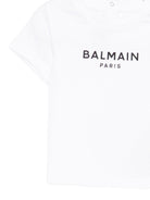 T-shirt da neonato balmain Kids bianca con stampa logo - Rubino Kids