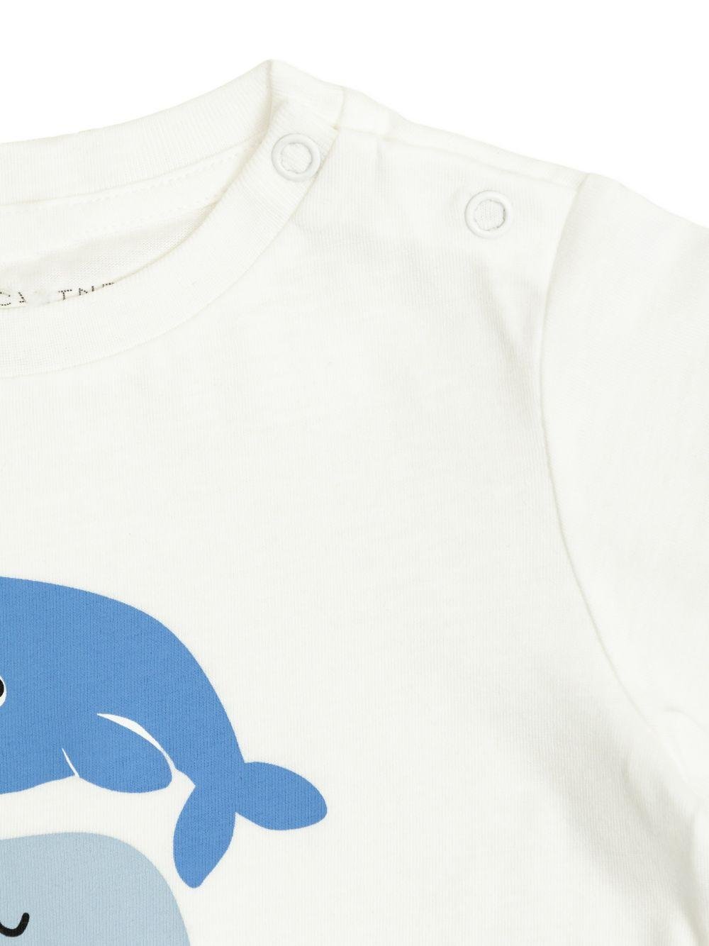 T-shirt da neonato Stella McCartney Kids bianca con stampa grafica balena - Rubino Kids