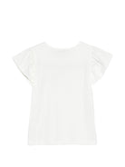 T-shirt Emila per bambina Bonpoint bianca con ruches - Rubino Kids