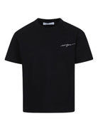 T-shirt in cotone con stampa per bambino MSGM Kids nero con orlo dritto - Rubino Kids
