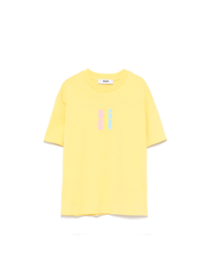 MSGM Kids yellow jersey T-shirt for girls with straight hem