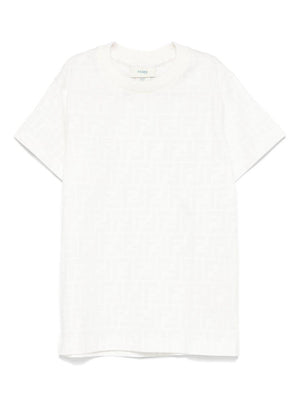 T-shirt junior in jersey con logo per bambino Fendi Kids bianco con orlo dritto