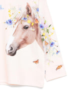 T-shirt Mountoo per bambina Molo rosa con stampa cavallo - Rubino Kids