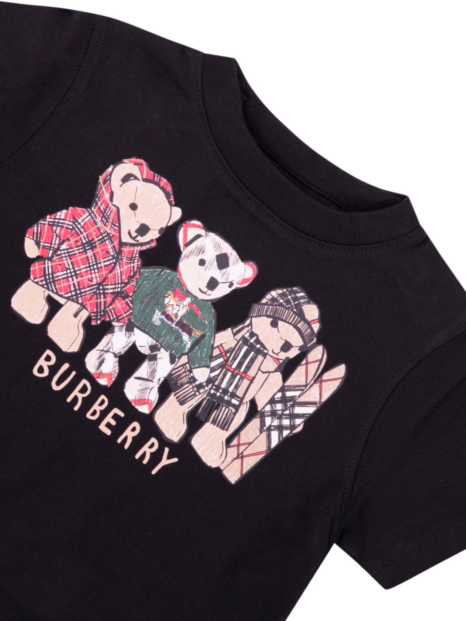 T-shirt neonato Burberry Kids nera con stampa Thomas Bear - Rubino Kids