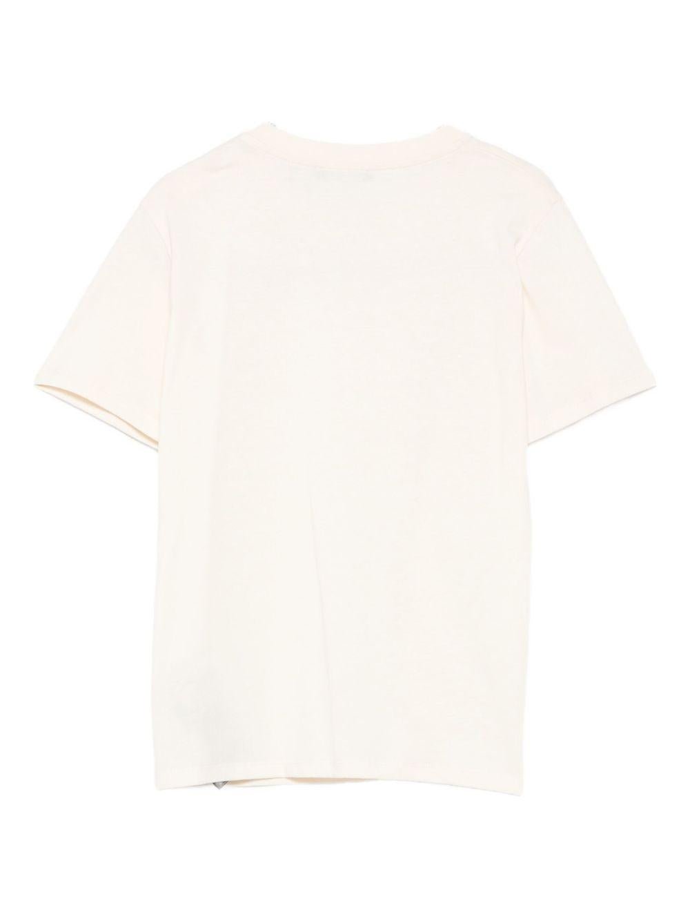 T-shirt per bambina Balmain Kids beige con ricamo logo e abbottonatura - Rubino Kids