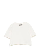 T-shirt per bambina Balmain Kids bianca con design crop - Rubino Kids