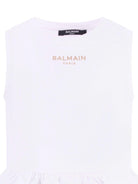T-shirt per bambina Balmain Kids bianca con dettaglio ruches - Rubino Kids