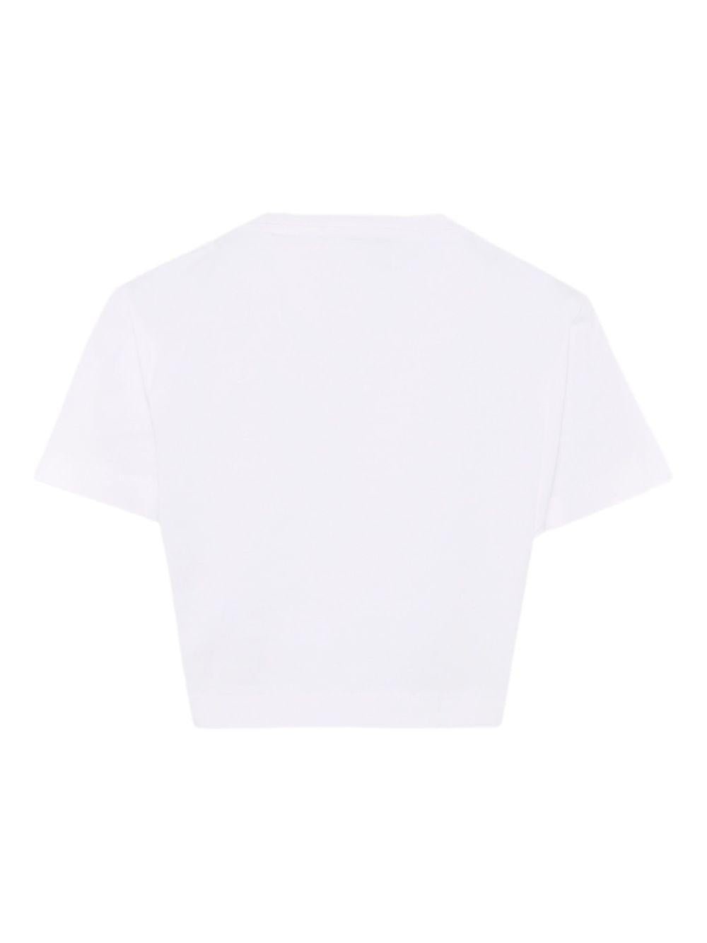 T-shirt per bambina Balmain Kids bianca con stampa con logo e scollo rotondo - Rubino Kids