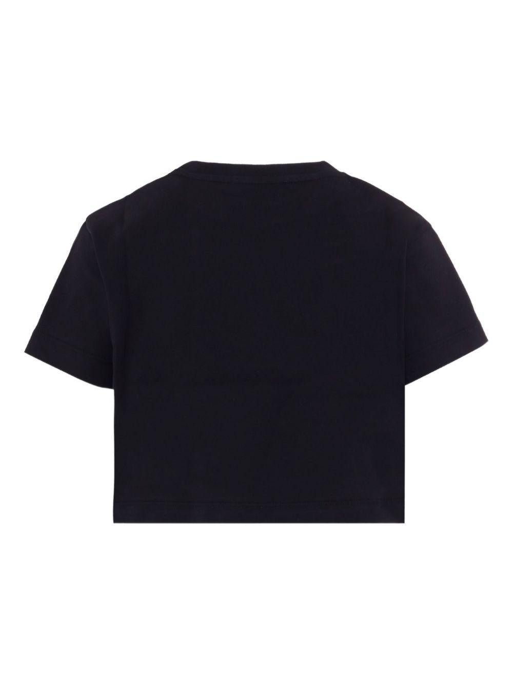 T-shirt per bambina Balmain Kids nera con stampa con logo e scollo rotondo - Rubino Kids
