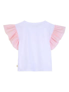 T-shirt per bambina Billieblush bianca con maniche ad aletta - Rubino Kids