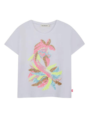 T-shirt per bambina Billieblush bianca con paillettes