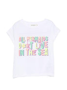T-shirt per bambina Billieblush bianca con scritta "All mermaids don't live in the sea" sul davanti - Rubino Kids