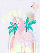 T-shirt per bambina Billieblush bianca con stampa fenicottero - Rubino Kids