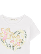 T-shirt per bambina Billieblush bianca con stampa fiori - Rubino Kids