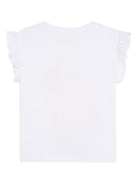 T-shirt per bambina Billieblush bianca con stampa grafica Flamingo - Rubino Kids